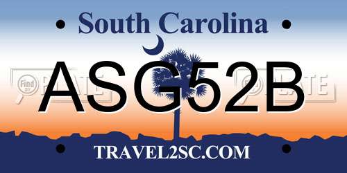 ASG52B South Carolina License Plate