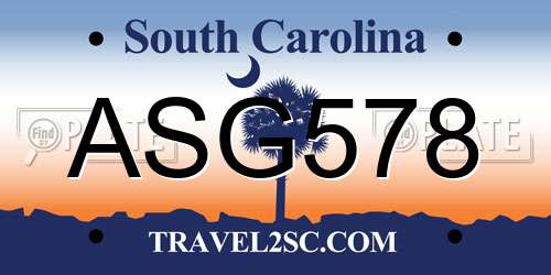 ASG578 South Carolina License Plate