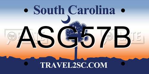 ASG57B South Carolina License Plate