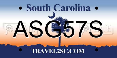 ASG57S South Carolina License Plate