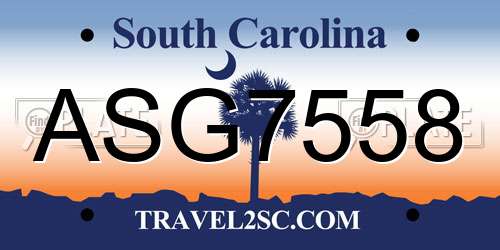 ASG7558 South Carolina License Plate