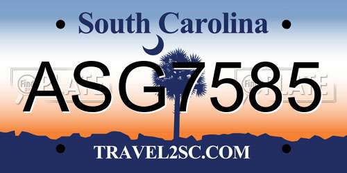 ASG7585 South Carolina License Plate