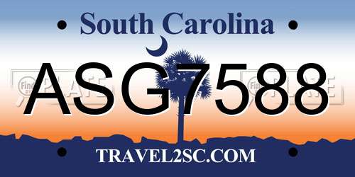 ASG7588 South Carolina License Plate