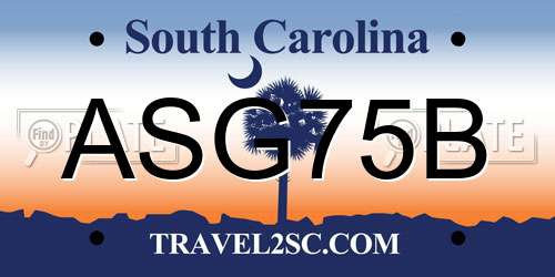 ASG75B South Carolina License Plate