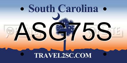 ASG75S South Carolina License Plate