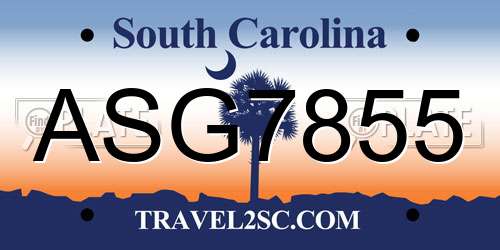 ASG7855 South Carolina License Plate