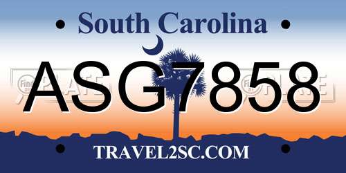 ASG7858 South Carolina License Plate