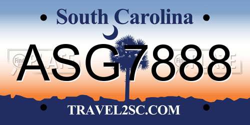 ASG7888 South Carolina License Plate