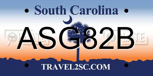 ASG82B South Carolina License Plate