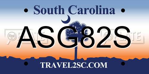 ASG82S South Carolina License Plate
