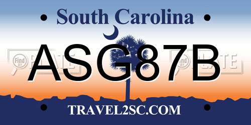 ASG87B South Carolina License Plate