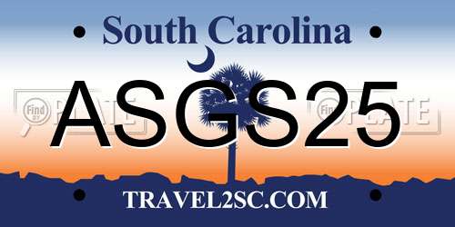 ASGS25 South Carolina License Plate