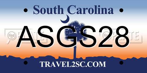 ASGS28 South Carolina License Plate