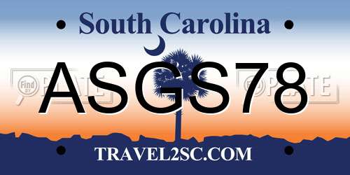 ASGS78 South Carolina License Plate