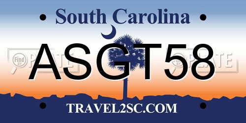 ASGT58 South Carolina License Plate