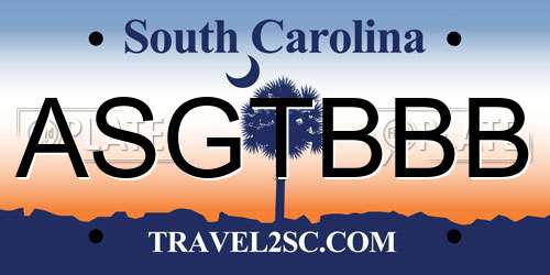 ASGTBBB South Carolina License Plate