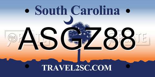 ASGZ88 South Carolina License Plate