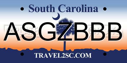 ASGZBBB South Carolina License Plate