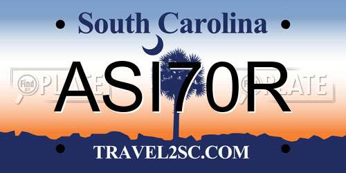 ASI70R South Carolina License Plate