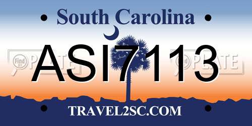 ASI7113 South Carolina License Plate