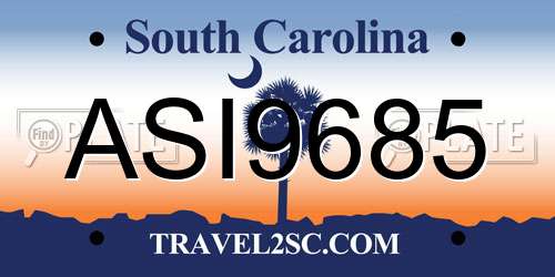 ASI9685 South Carolina License Plate