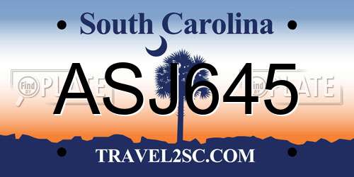 ASJ645 South Carolina License Plate