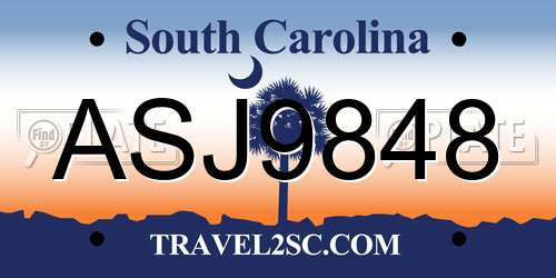 ASJ9848 South Carolina License Plate