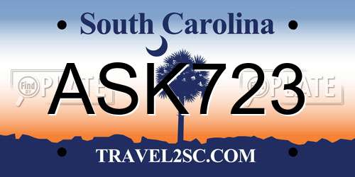 ASK723 South Carolina License Plate
