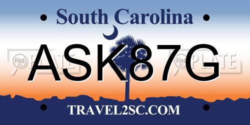 ASK87G South Carolina License Plate