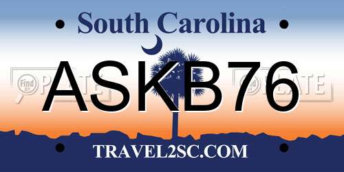 ASKB76 South Carolina License Plate