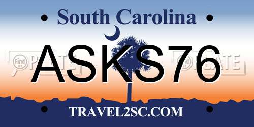 ASKS76 South Carolina License Plate