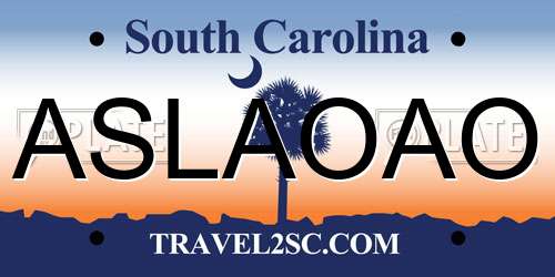 ASLAOAO South Carolina License Plate