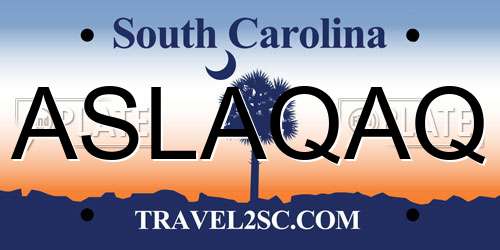 ASLAQAQ South Carolina License Plate