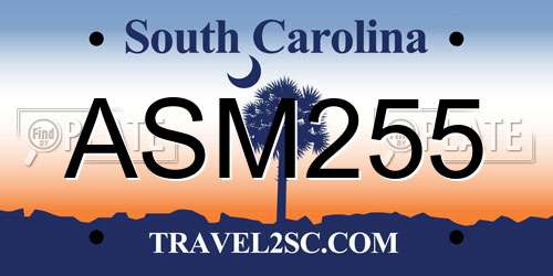ASM255 South Carolina License Plate