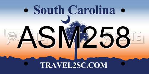 ASM258 South Carolina License Plate