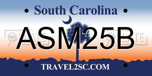ASM25B South Carolina License Plate
