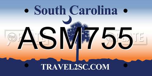 ASM755 South Carolina License Plate