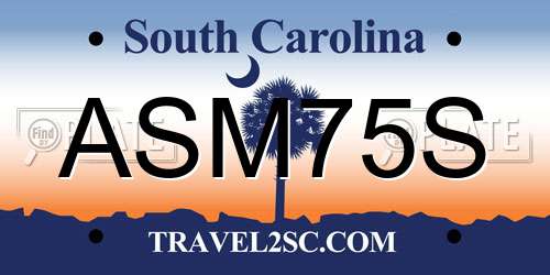 ASM75S South Carolina License Plate