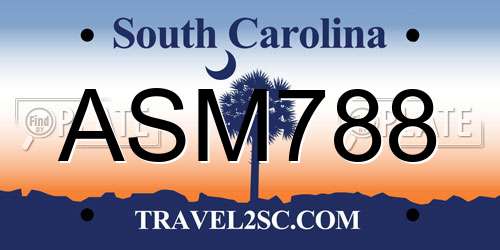 ASM788 South Carolina License Plate