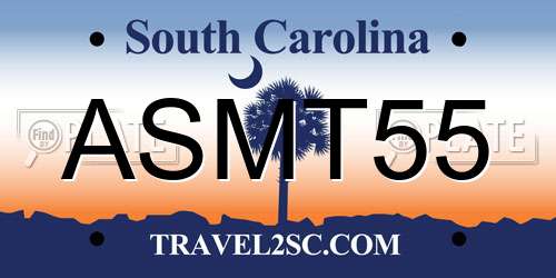 ASMT55 South Carolina License Plate