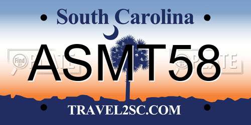 ASMT58 South Carolina License Plate