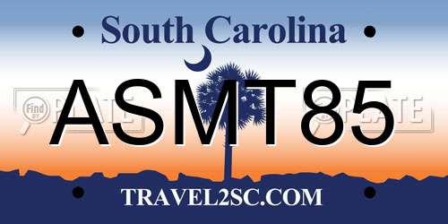 ASMT85 South Carolina License Plate