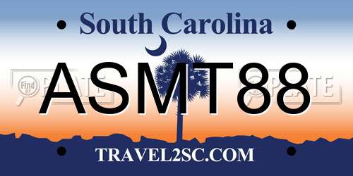 ASMT88 South Carolina License Plate