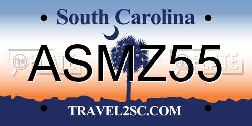 ASMZ55 South Carolina License Plate