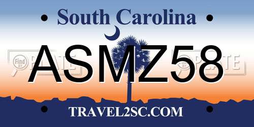 ASMZ58 South Carolina License Plate