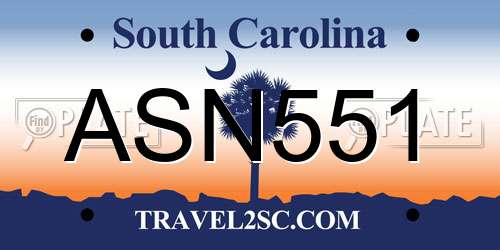 ASN551 South Carolina License Plate