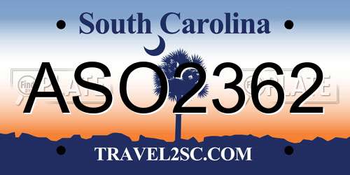 ASO2362 South Carolina License Plate