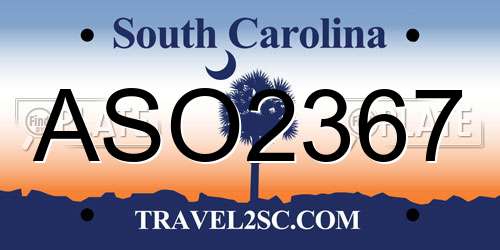 ASO2367 South Carolina License Plate