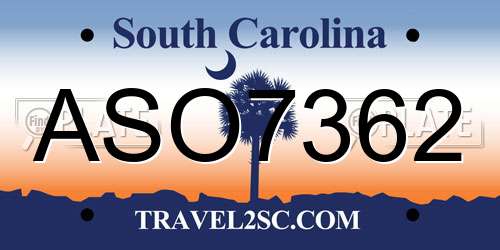 ASO7362 South Carolina License Plate