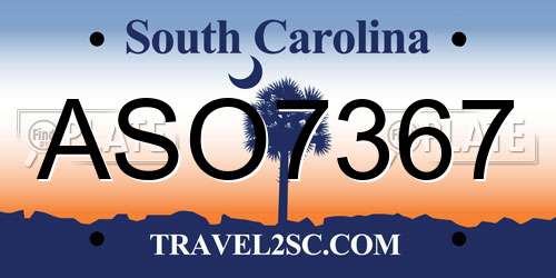 ASO7367 South Carolina License Plate